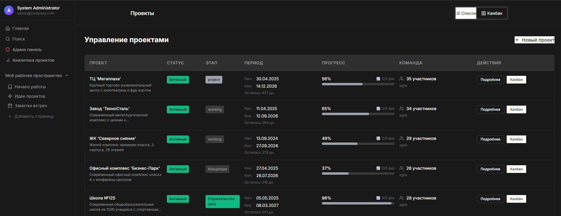BuildSpace Interface - Projects